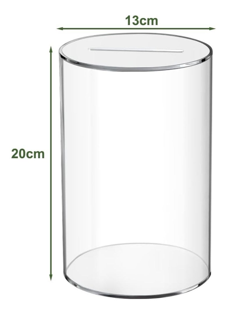 VITION Acrylic Piggy Bank for Adults & Kids to Saving Money Cash Coin, Must Break to Open Clear Round (20x13cm)  - Image 5