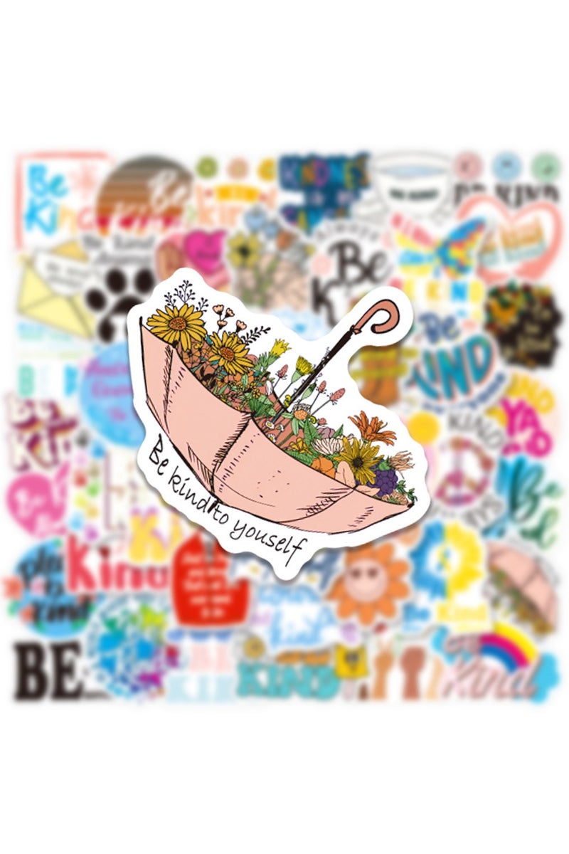 قوس قزح أورينبو 100 قطعة من ملصقات كن لطيفًا وملصقات اللطف وملصقات اقتباسات تحفيزية مقاومة للماء وملصقات تشجيعية وملهمة للمدرسة وملصقات زجاجات المياه للأطفال وسجلات القصاصات والمعلمين والطلاب - Image 3