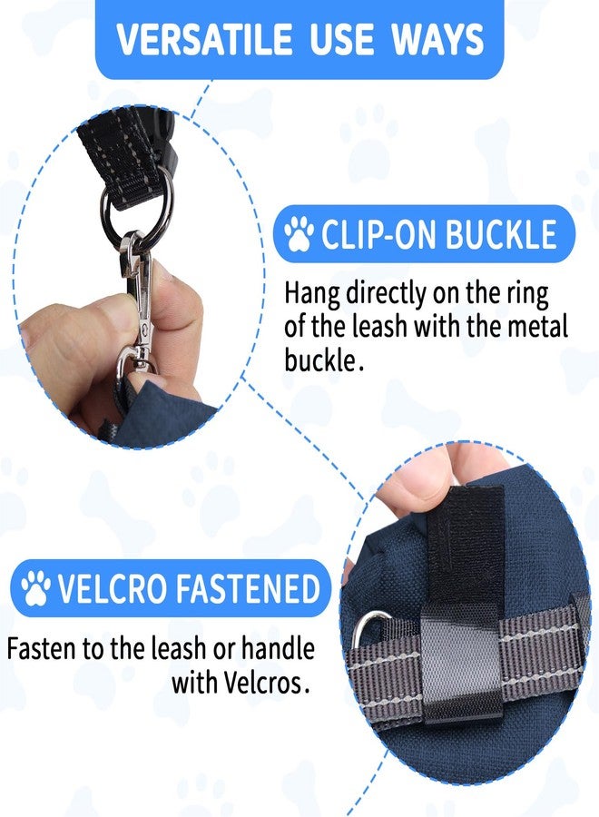 VOXGET Poop Bag Holder for Leashes, Dog Treat Pouch Carrier with 2 Zipper Pockets and Clip for Puppy Training, Dog Waste Bag Dispenser with 1 Roll Poop Bags for Walking Accessories (Navy Blue) - Image 3