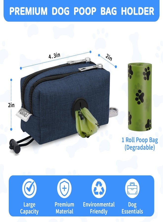 VOXGET Poop Bag Holder for Leashes, Dog Treat Pouch Carrier with 2 Zipper Pockets and Clip for Puppy Training, Dog Waste Bag Dispenser with 1 Roll Poop Bags for Walking Accessories (Navy Blue) - Image 5