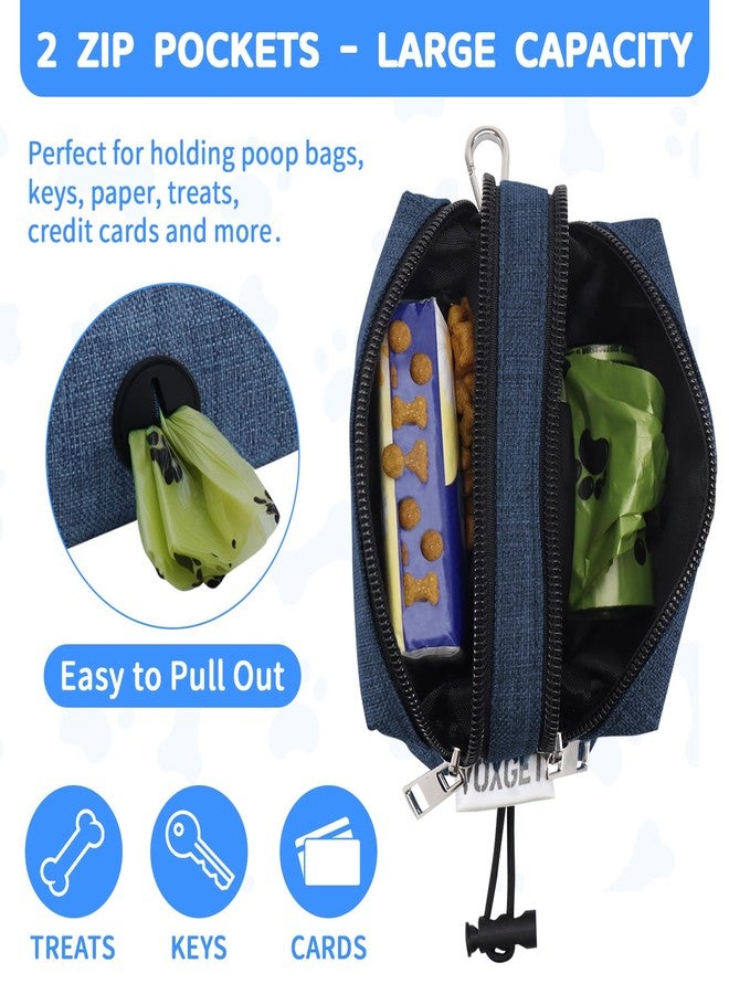 VOXGET Poop Bag Holder for Leashes, Dog Treat Pouch Carrier with 2 Zipper Pockets and Clip for Puppy Training, Dog Waste Bag Dispenser with 1 Roll Poop Bags for Walking Accessories (Navy Blue) - Image 4