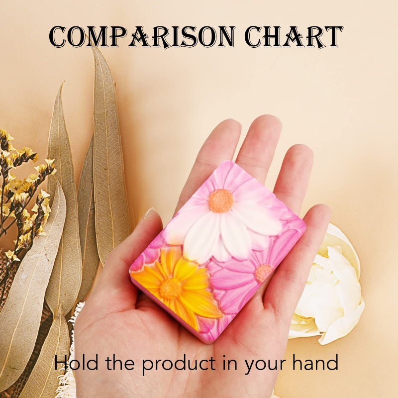 Moukiween Soap Molds Silicone, 3D Rectangular Flower Pattern Silicone Molds for Handmade Craft Soap, Bath Bombs, Chocolate Bars, DIY Candle, Polymer Clay Design - Image 5