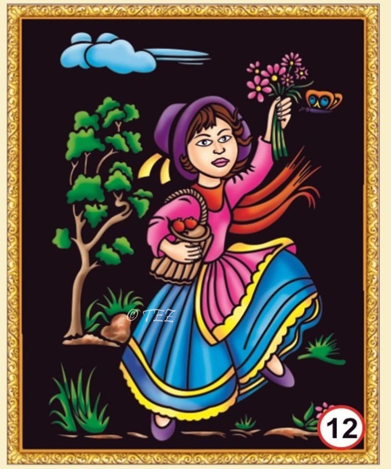 Tez DIY - Emboss Painting Kit, Doll, Medium(13x19 inch), Design No. 12 - Image 1