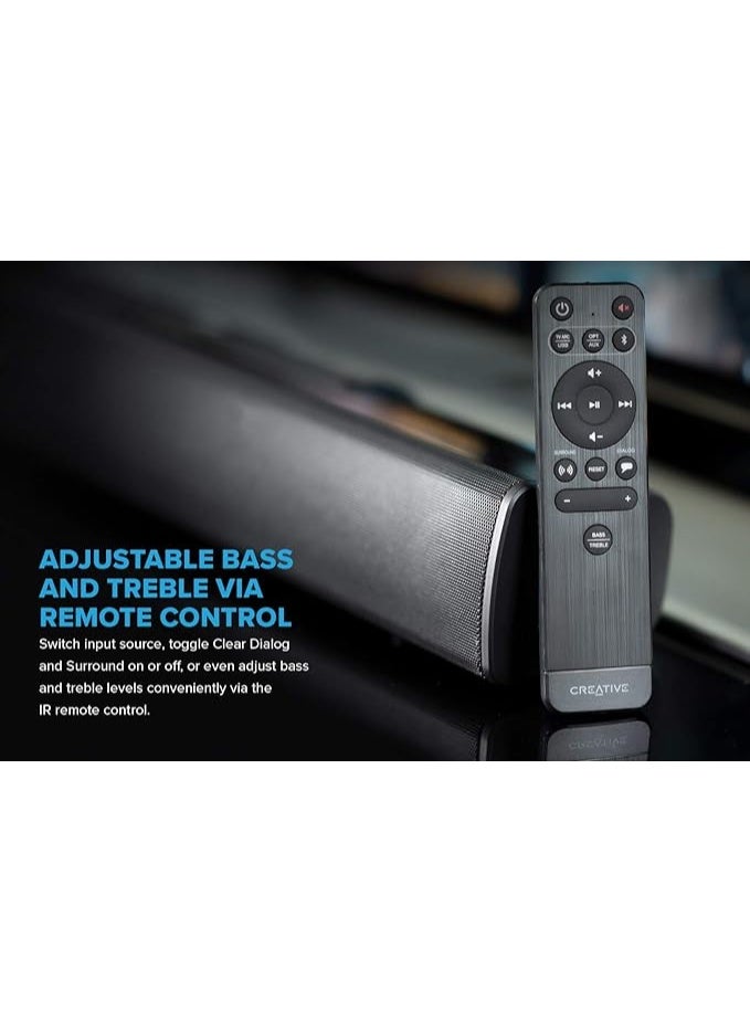 Creative Stage V2 2.1 Channel 160W Soundbar with Subwoofer, Clear Dialog and Surround by Sound Blaster, Bluetooth 5.0, TV ARC, Optical, and USB Audio,Adjustable Bass and Treble, for TV - Image 2