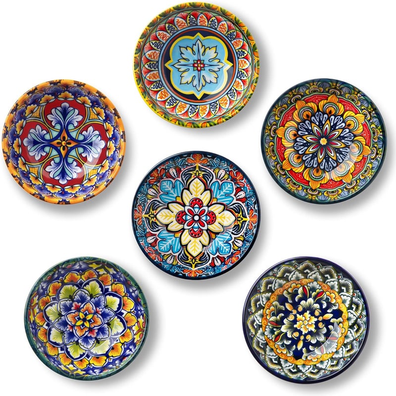 vancasso SIMI Ceramic Dipping Bowls Sets of 6, 2.7oz/80ml Bohemian Serving Dishes for Sauce, Mini Appetizer Serving Bowls for Soy Sauce, Sushi, Condiments & Side Dishes, Microwave & Dishwasher Safe - Image 1