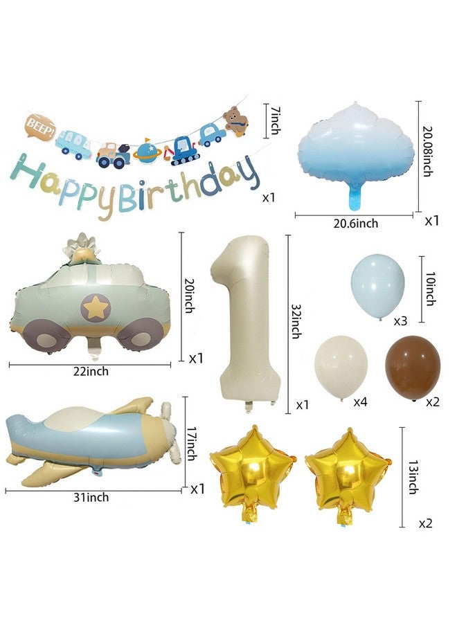Knana 17Pcs First Birthday Decorations Airplane Car Cloud Star Balloon Party Decorations for Baby 1st Birthday Party Supplies - Image 2