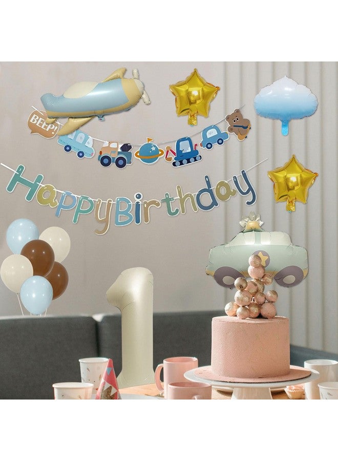 Knana 17Pcs First Birthday Decorations Airplane Car Cloud Star Balloon Party Decorations for Baby 1st Birthday Party Supplies - Image 5