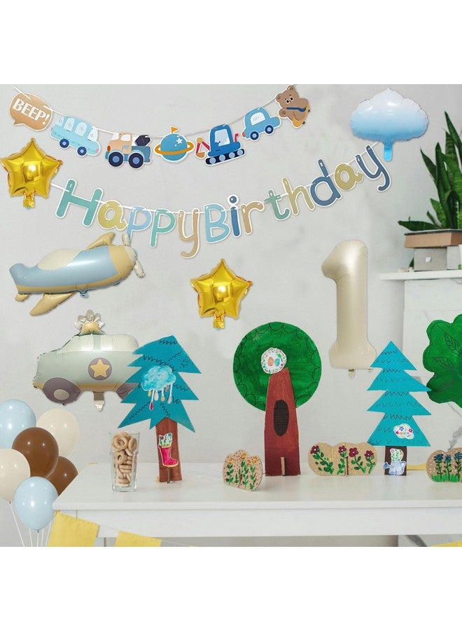 Knana 17Pcs First Birthday Decorations Airplane Car Cloud Star Balloon Party Decorations for Baby 1st Birthday Party Supplies - Image 4