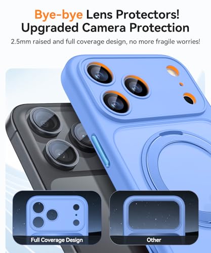 CANSHN 360° Spin Magnetic Stand for iPhone 17 Pro Max Case with Camera Control [Full Camera Protection] [Compatible with Magsafe] Translucent Matte Shockproof Protective Phone Cover - Ultramarine - Image 4