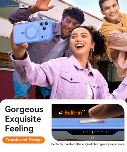 CANSHN 360° Spin Magnetic Stand for iPhone 17 Pro Max Case with Camera Control [Full Camera Protection] [Compatible with Magsafe] Translucent Matte Shockproof Protective Phone Cover - Ultramarine - Image 5