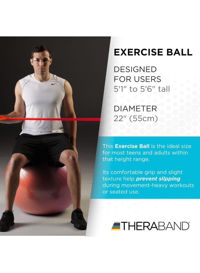 THERABAND 55cm Stability Ball – Professional Grade Inflatable Fitness Ball – Ideal for Core Workouts, Posture Correction, Birthing & Pregnancy Exercise – Red, Standard Series - Image 3