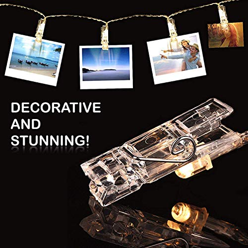 LiyuanQ 40 LED Photo Clip String Lights with Remote, 8 Modes Indoor Fairy String Lights for Hanging Photos Pictures Cards and Memos, Ideal Gift for Bedroom Decoration (USB Operated, Warm White) - Image 2