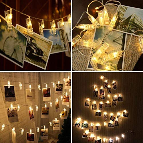 LiyuanQ 40 LED Photo Clip String Lights with Remote, 8 Modes Indoor Fairy String Lights for Hanging Photos Pictures Cards and Memos, Ideal Gift for Bedroom Decoration (USB Operated, Warm White) - Image 3