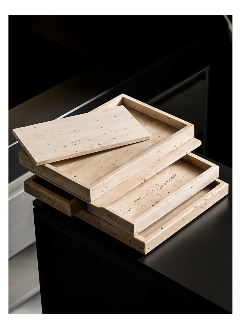 FUKE Natural Cave Stones Countertop Organizer, Rectangle Bathroom Vanity Jewelry Trinket Decorative Storage Tray for Kitchen Table Dresser(20x30cm) - Image 2