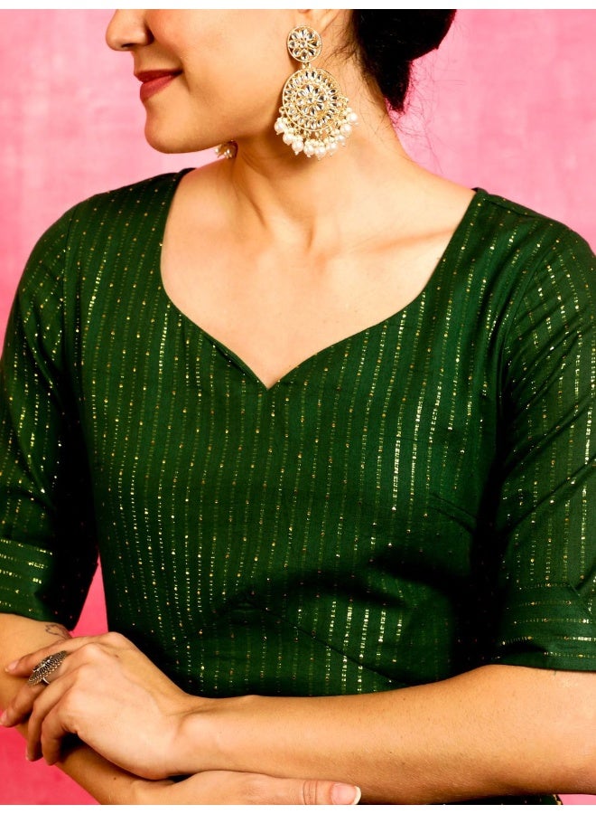 أيه كيه إس طقم كورتا وبنطلون دوباتا مزين باللون الأخضر بقصة مستقيمة من عليا - Image 2