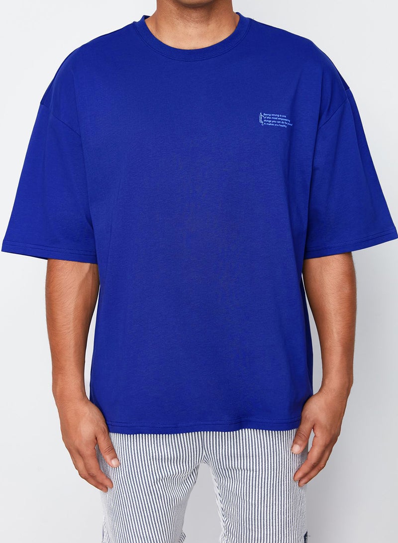 trendyol 100% Cotton Saks Oversize Bicikeley Collar Minimal Lettered Tok Fabric T-Shirt Tmnss23Ts00084 - Image 4