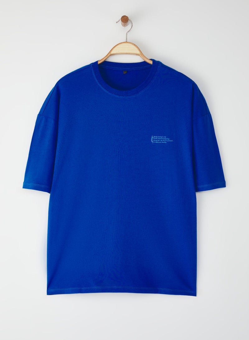 trendyol 100% Cotton Saks Oversize Bicikeley Collar Minimal Lettered Tok Fabric T-Shirt Tmnss23Ts00084 - Image 5