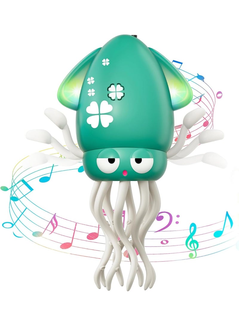 تايجر Dancing Squid Baby Toy with Lights & Music, Electric Crawling Octopus for Tummy Time, Rechargeable Interactive Movement Toy for Kids Ages 3–6, Fun Birthday Gift for Boys & Girls – Green - Image 1