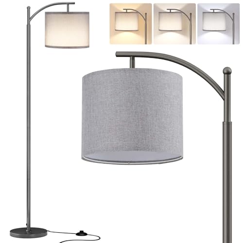 SUNMORY Arc Floor Lamp, Modern Floor Lamp with 9W 3 Color Temperatures Bulb, Metal Standing Lamps with Adjustable Hanging Lampshade, Tall Floor Lamps for Living Room, Bedroom, Office - Image 1