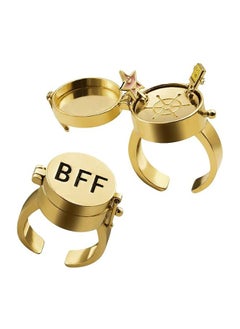 BFF Gold Rings Adjustable 2 Best Friends Forever Ring Spongebob Cute Rings for Teen Girl Gifts Friendship Rings