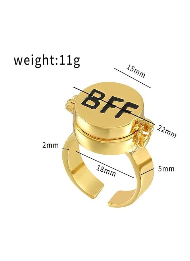 Muyixin - BFF Gold Rings Adjustable 2 Best Friends Forever Ring Spongebob Cute Rings for Teen Girl Gifts Friendship Rings - Image 1
