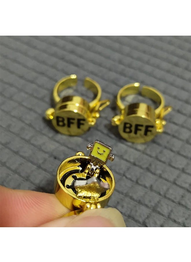 Muyixin - BFF Gold Rings Adjustable 2 Best Friends Forever Ring Spongebob Cute Rings for Teen Girl Gifts Friendship Rings - Image 1