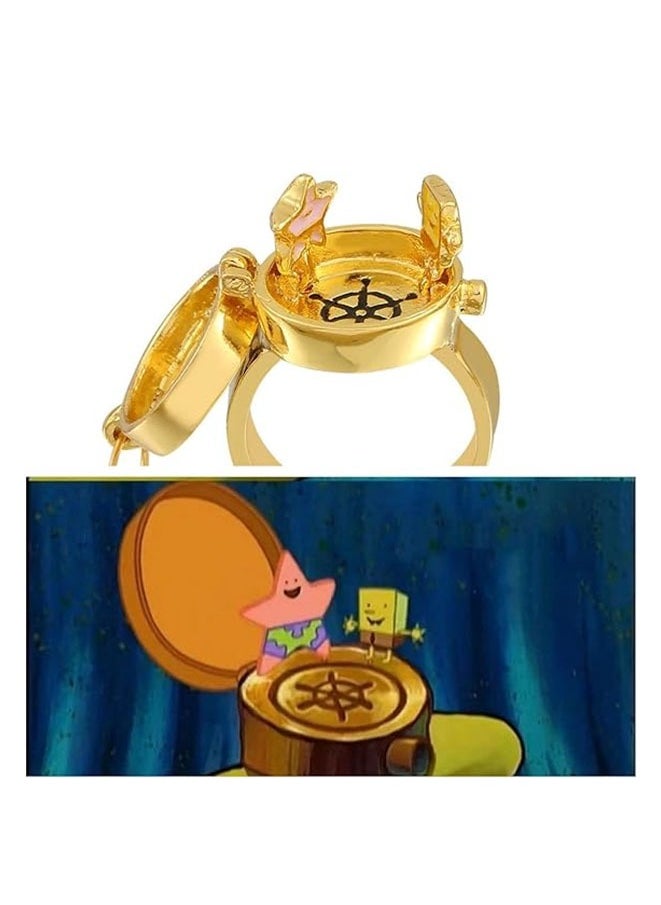 Muyixin - BFF Gold Rings Adjustable 2 Best Friends Forever Ring Spongebob Cute Rings for Teen Girl Gifts Friendship Rings - Image 1