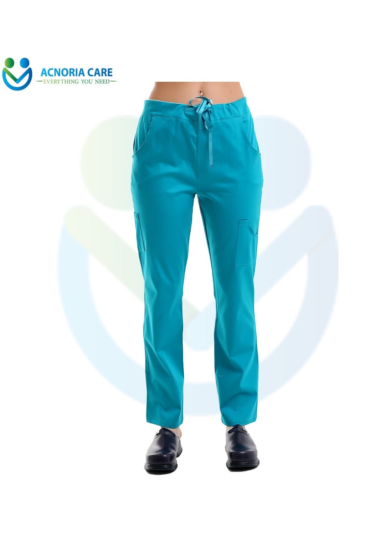 ACNORIA CARE Women's Medical Scrubs Consisting Of Two Pieces A Blouse And Pants 95% Cotton 5% Lycra  Blue Color - Size L - From Acnoria Care - Image 5