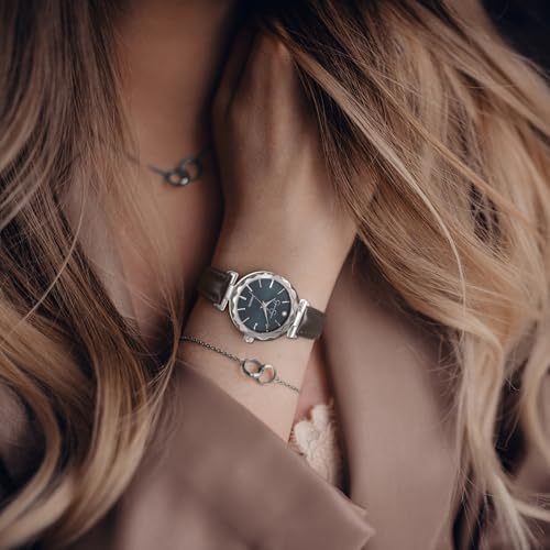 Jessica Simpson Diamond Collection Womens Watch Classic Quartz Leather Band Round Faceted Crystal Face Elegant Dress Watch for Women - Image 3