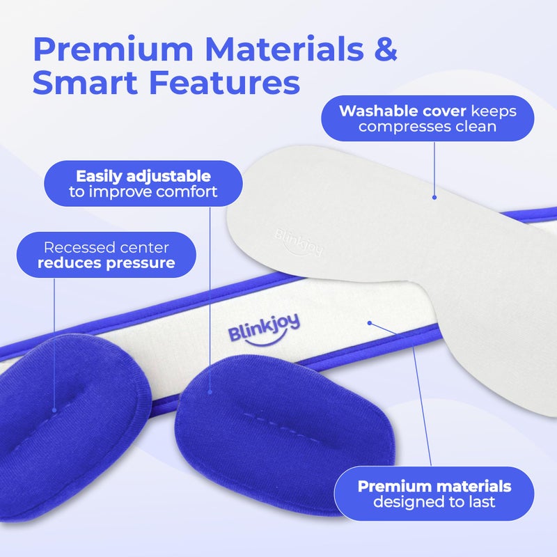 Blinkjoy Moist Heated Eye Mask for Dry Eyes â€“ Microwavable Warm Compress with No-Pressure Eye Wells & Adjustable Strap â€“ Reusable, for Blepharitis & Stye Relief - Image 5