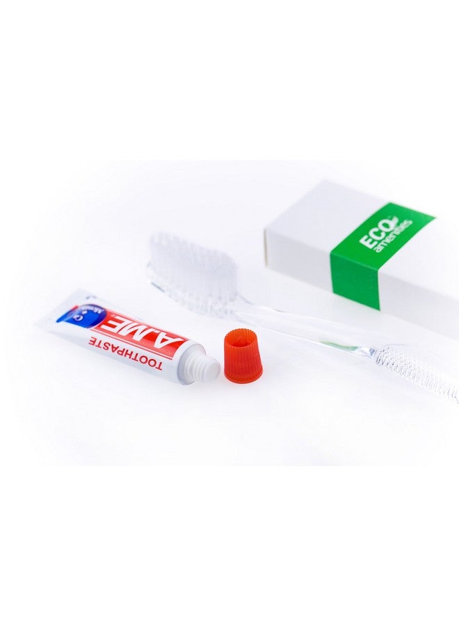 ECO amenities Travel Toothbrush Kit - Manual Disposable Toothbrush with Toothpaste, in Individually Wrapped Paper Box, 100 Sets per Case - Travel Toothbrush and Toothpaste for Hotels and Hospitality - Image 1