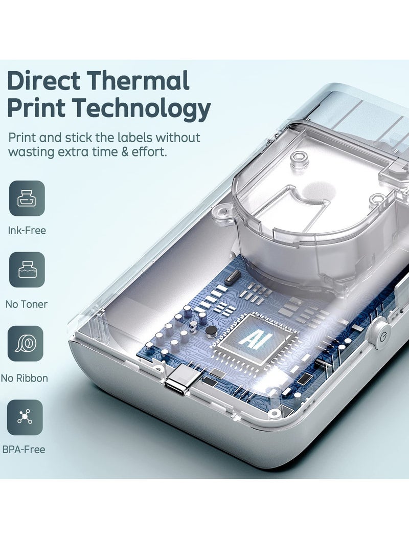 طابعة ملصقات محمولة بتقنية البلوتوث WP9510 مع شريط، طابعة ملصقات حرارية قابلة لإعادة الشحن، متوافقة مع أجهزة أندرويد و iOS، مثالية للإمدادات التعليمية والمكتب المنزلي. - Image 3