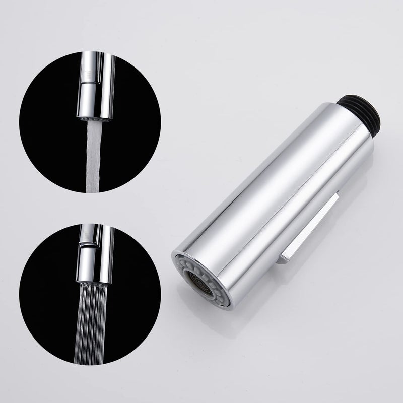 Gordee Pull Down Sprayer Head For Kitchen Faucet  Column Shape 2-Function Kitchen Faucet Replacement Head  1.8 Gpm G1/2(Not Npt1/2) 0.8 Inch Connector(Male)  General Us/Ca Standard  Polished Chrome - Image 1