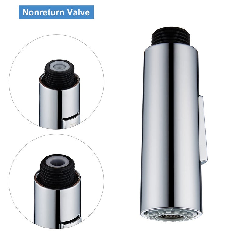 Gordee Pull Down Sprayer Head For Kitchen Faucet  Column Shape 2-Function Kitchen Faucet Replacement Head  1.8 Gpm G1/2(Not Npt1/2) 0.8 Inch Connector(Male)  General Us/Ca Standard  Polished Chrome - Image 4