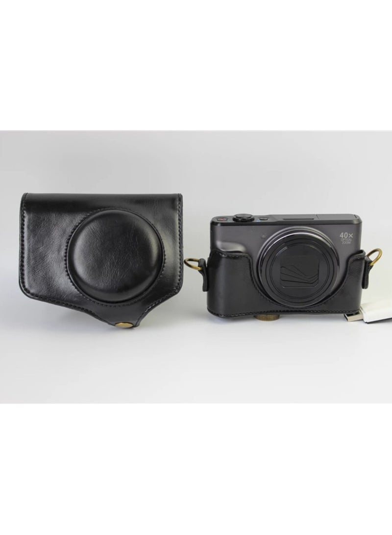 Holster Camera Case for Canon PowerShot SX740 SX730 SX720 HS Full Body Camera PU Leather Case Bag with Strap (Black)  - Image 5