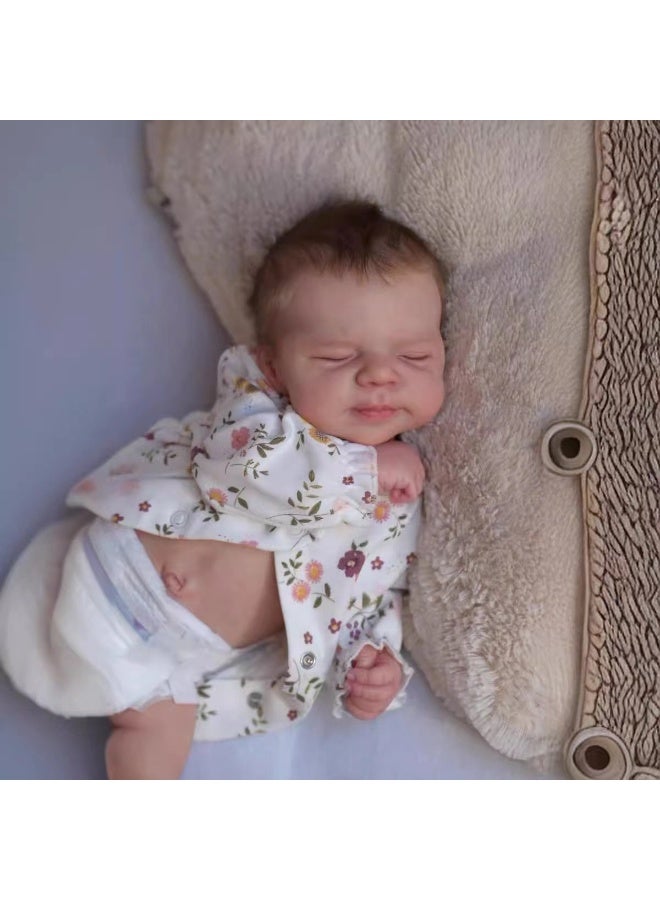 NPK 20-inch Rebirth Closed-Eyes Vinyl Body Baby Girl Doll, Ultra-Realistic Handmade, Lifelike Newborn Doll, Soft Vinyl Skin, Perfect for Baby Baptisms, Holiday Gifts, Collector's Doll Art, Toddler Doll Toy, White Clothing Set, Suitable for Children's Companion Gifts - Image 3