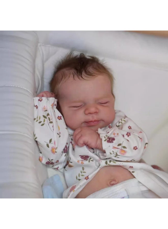 NPK 20-inch Rebirth Closed-Eyes Vinyl Body Baby Girl Doll, Ultra-Realistic Handmade, Lifelike Newborn Doll, Soft Vinyl Skin, Perfect for Baby Baptisms, Holiday Gifts, Collector's Doll Art, Toddler Doll Toy, White Clothing Set, Suitable for Children's Companion Gifts - Image 4