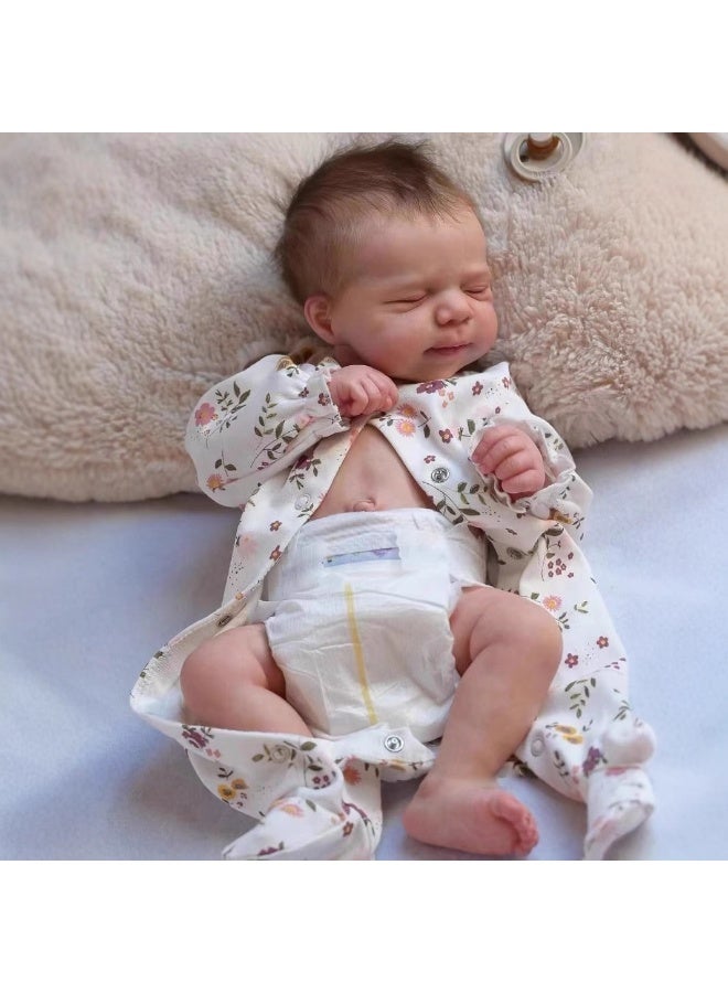 NPK 20-inch Rebirth Closed-Eyes Vinyl Body Baby Girl Doll, Ultra-Realistic Handmade, Lifelike Newborn Doll, Soft Vinyl Skin, Perfect for Baby Baptisms, Holiday Gifts, Collector's Doll Art, Toddler Doll Toy, White Clothing Set, Suitable for Children's Companion Gifts - Image 2