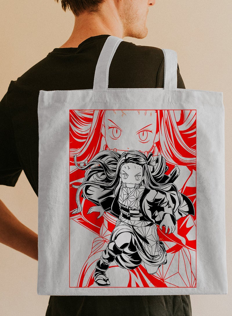 LOWHA Polyester Tote Bag with Shoulder Straps and Nezuko Demon Slayer Anime Pattern  - Image 2
