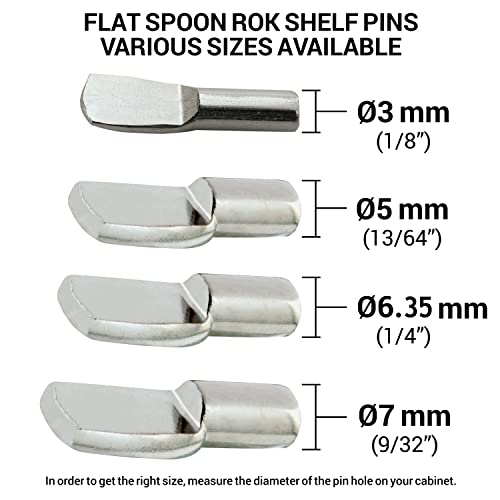 ROK 50 Pack Rok Hardware Heavy Duty 1/4 inch (6.35mm) Shelf Pin Spoon Shaped Cabinet Support Pegs Holder, Metal, Nickel Finish - ROKSP14N - Image 4