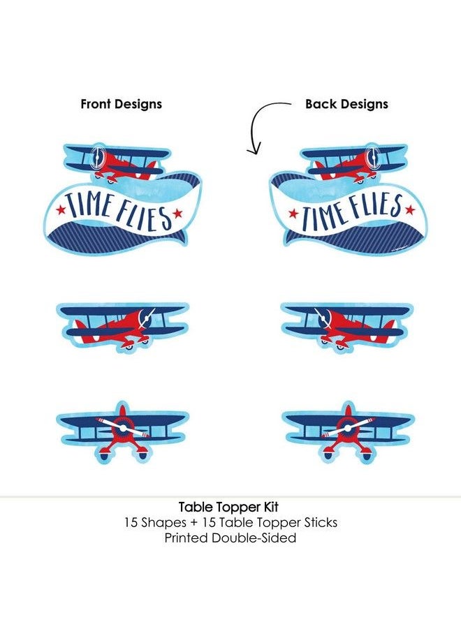 Big Dot of Happiness Taking Flight Airplane Vintage Plane Baby Shower Or Birthday Party Centerpiece Sticks Table Toppers Set Of 15  - Image 5