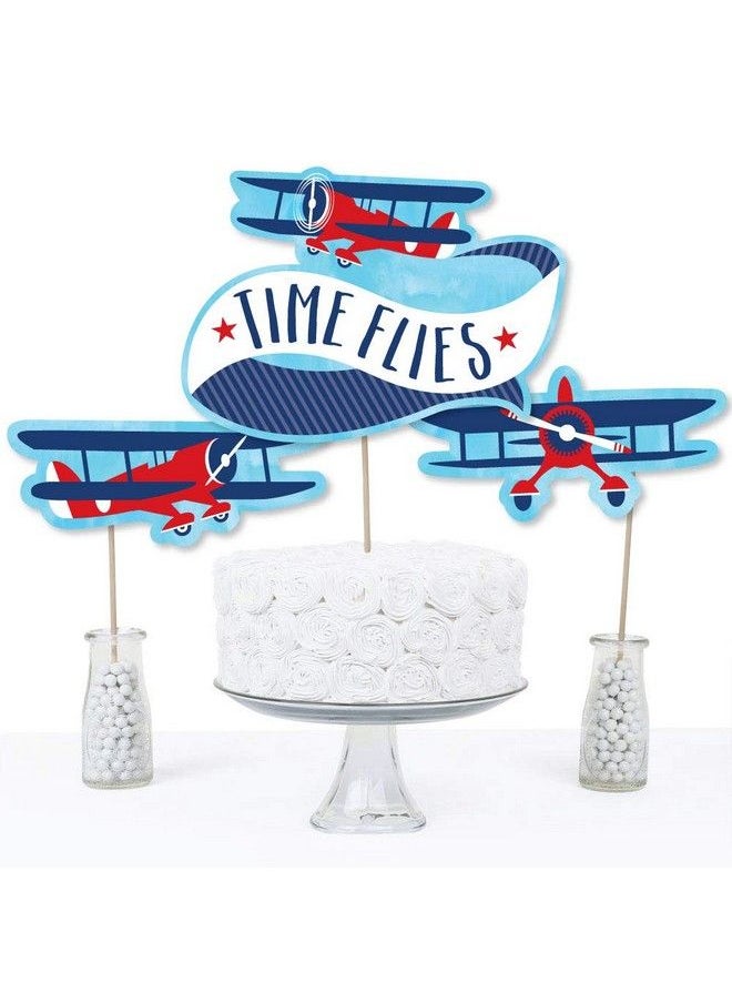 Big Dot of Happiness Taking Flight Airplane Vintage Plane Baby Shower Or Birthday Party Centerpiece Sticks Table Toppers Set Of 15  - Image 4