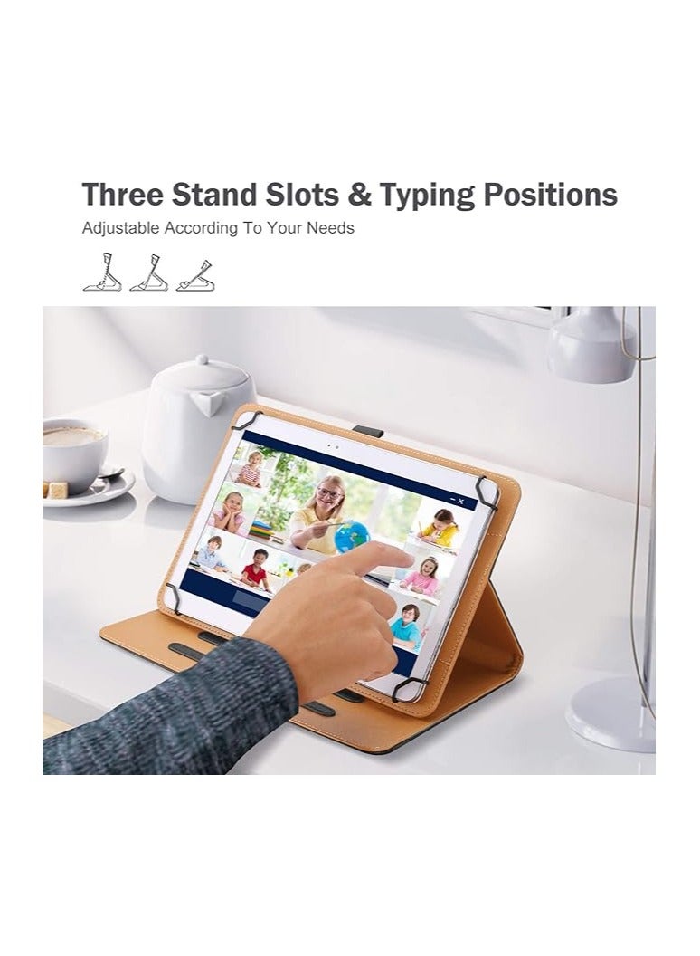 برو كيسيز حافظة كمبيوتر لوحي عالمية مقاس 10.9 بوصة، غطاء حماية عالمي قابل للطي من جلد البولي يوريثان للكمبيوتر اللوحي مقاس 9 بوصة - 10.9 بوصة، مع شريط مرن قابل للتعديل وحامل أقلام - أسود - Image 5