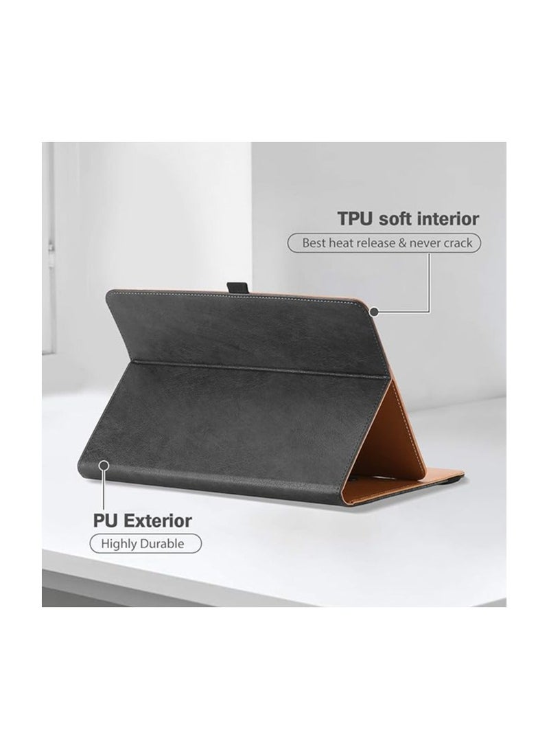 برو كيسيز حافظة كمبيوتر لوحي عالمية مقاس 10.9 بوصة، غطاء حماية عالمي قابل للطي من جلد البولي يوريثان للكمبيوتر اللوحي مقاس 9 بوصة - 10.9 بوصة، مع شريط مرن قابل للتعديل وحامل أقلام - أسود - Image 2