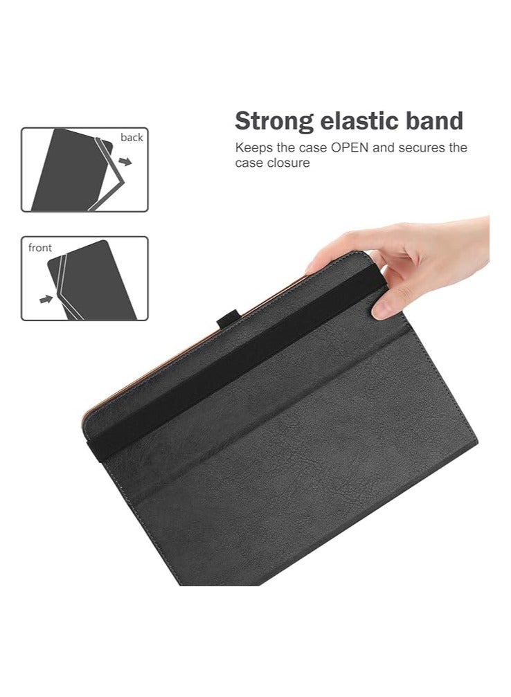 برو كيسيز حافظة كمبيوتر لوحي عالمية مقاس 10.9 بوصة، غطاء حماية عالمي قابل للطي من جلد البولي يوريثان للكمبيوتر اللوحي مقاس 9 بوصة - 10.9 بوصة، مع شريط مرن قابل للتعديل وحامل أقلام - أسود - Image 4