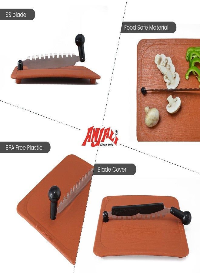 Anjali Fantastique Chopping Board with Cutter - Large Polypropylene Cutting Board with Dual-Handle Stainless Steel Blade | Manual Vegetable & Herb Chopper for Everyday Kitchen Use - Image 4