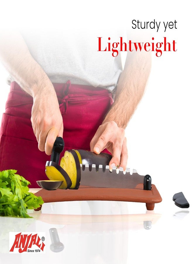 Anjali Fantastique Chopping Board with Cutter - Large Polypropylene Cutting Board with Dual-Handle Stainless Steel Blade | Manual Vegetable & Herb Chopper for Everyday Kitchen Use - Image 3