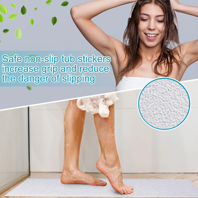 Dunzoom 16" x 40" Non Slip Bathtub Mat with Drain Cut Out Anti Slipping Non Skid Safe Tub Mat Adhesive Peel and Stick Bath Tub Mat PEVA Tub Sticker for Shower Floor Boat Wet Areas(White) - Image 4