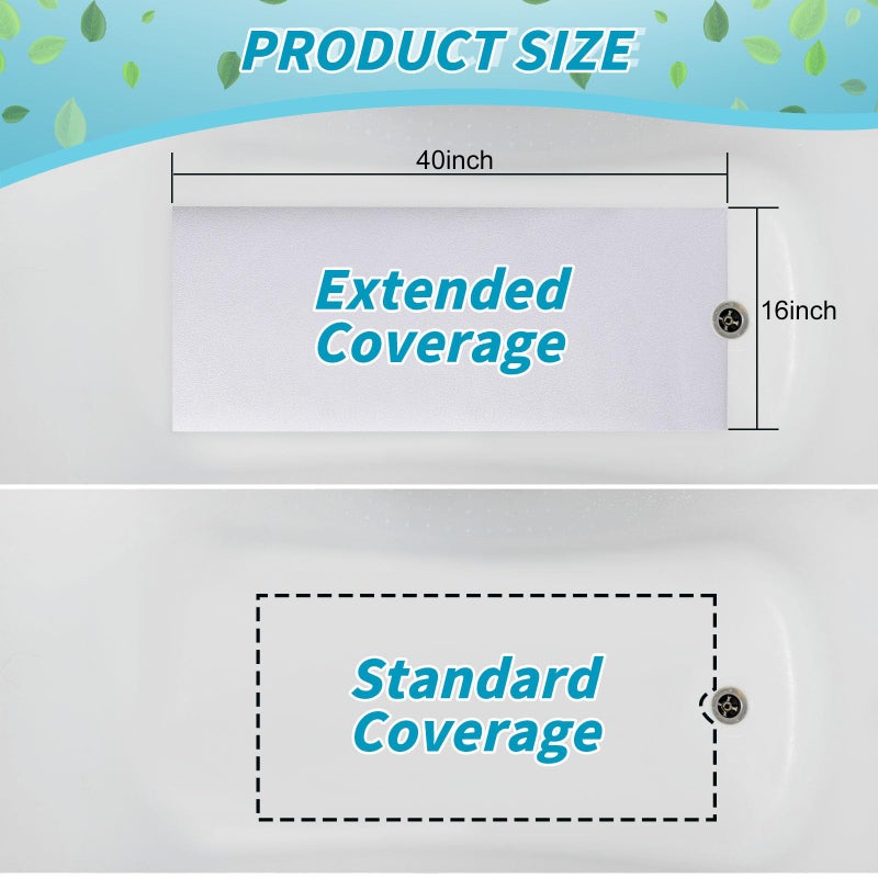 Dunzoom 16" x 40" Non Slip Bathtub Mat with Drain Cut Out Anti Slipping Non Skid Safe Tub Mat Adhesive Peel and Stick Bath Tub Mat PEVA Tub Sticker for Shower Floor Boat Wet Areas(White) - Image 3