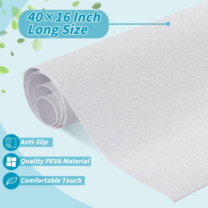 Dunzoom 16" x 40" Non Slip Bathtub Mat with Drain Cut Out Anti Slipping Non Skid Safe Tub Mat Adhesive Peel and Stick Bath Tub Mat PEVA Tub Sticker for Shower Floor Boat Wet Areas(White) - Image 2